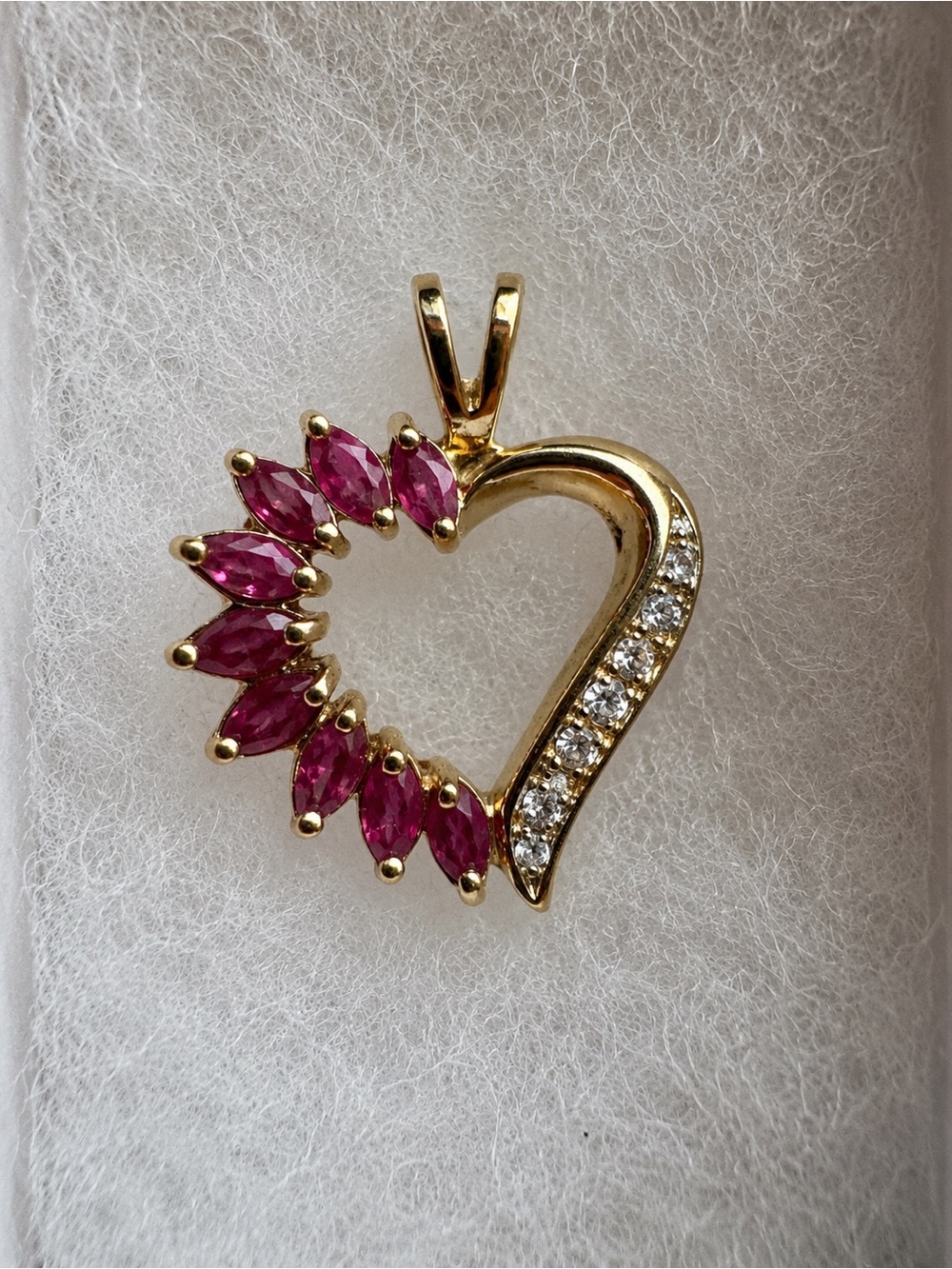 Sterling Silver Gold Plated Pendant with Rubies and Diamond